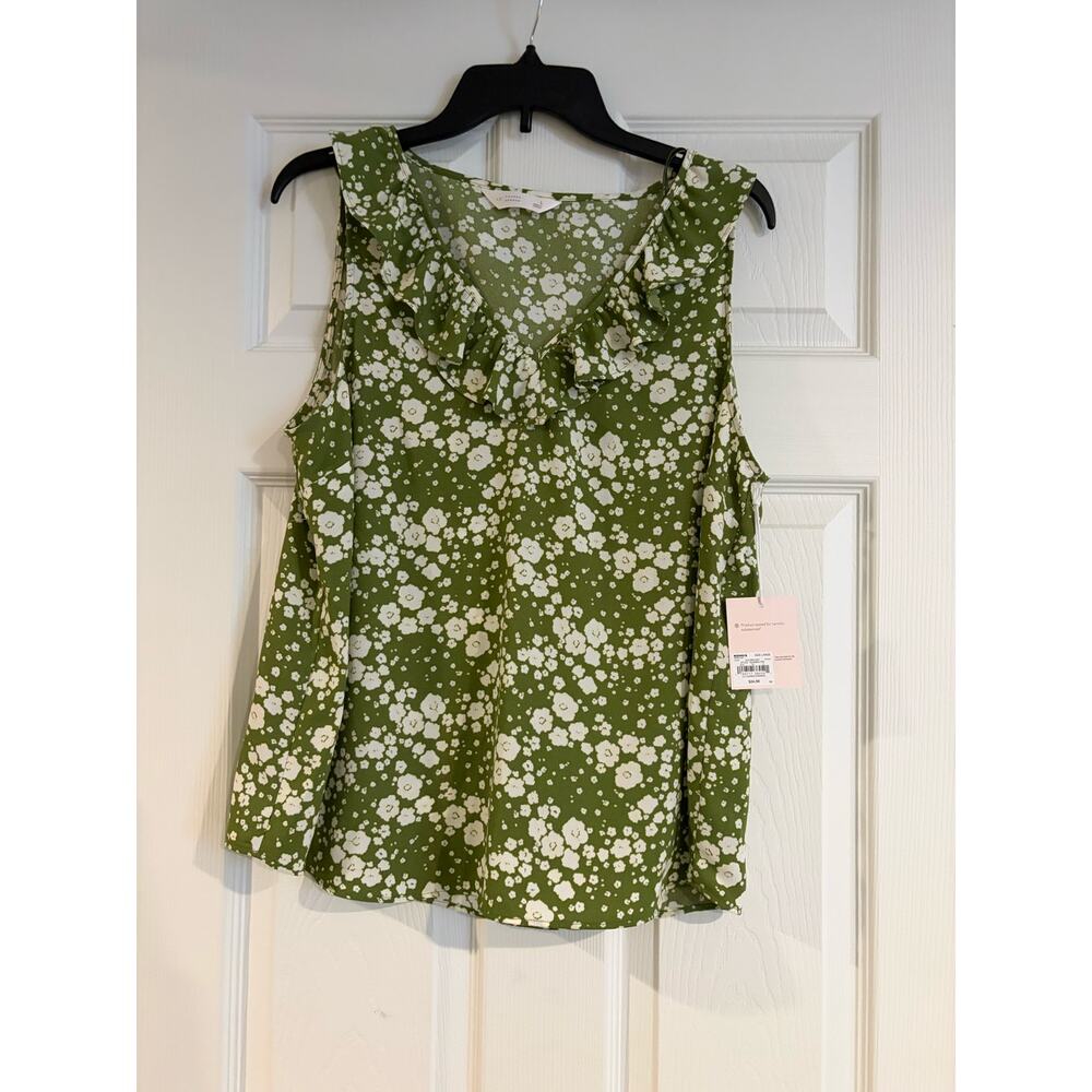 NWT LC Lauren Conrad Ruffle Neckline Blouse - Size L